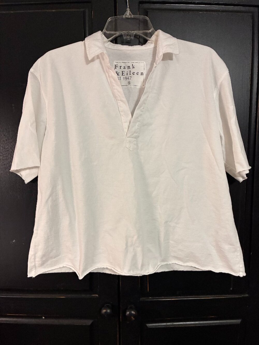 Frank & Eileen M White Short Sleeve Polo Shirt 100% Cotton Crisp Made USA